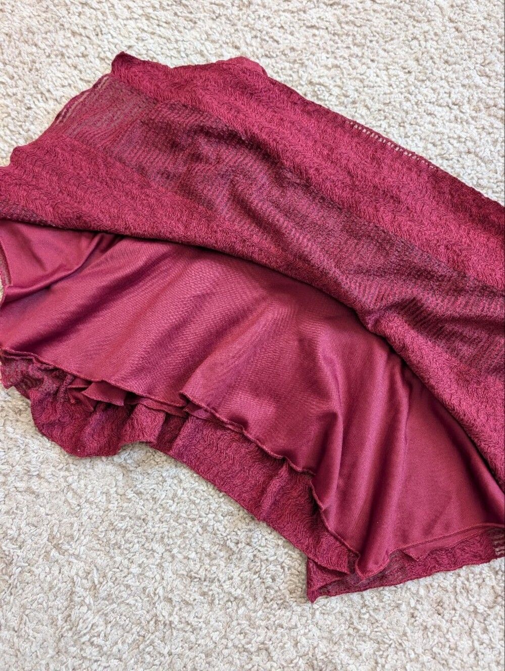 Urban Outfitters Womens Burgundy Red Cropped Ruffled Fairy Mini Skirt Medium - Picture 9 of 12